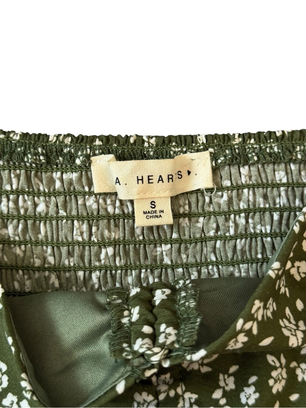 PacSun Olive Green Floral Tie-Front Peplum Crop Top - Picture 5 of 7